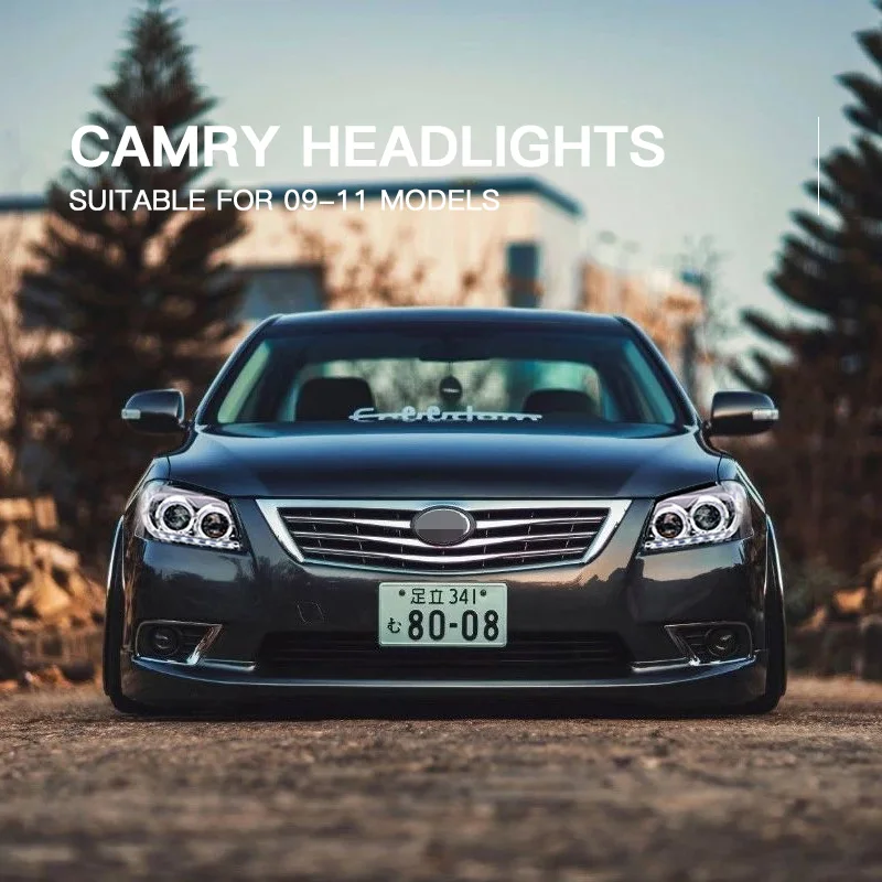 LINK-TO For Toyota 2009 2010 2011Classic Camry 6 Generation Headlight Assembly Modification LED Angel Eyes Daytime Running Light