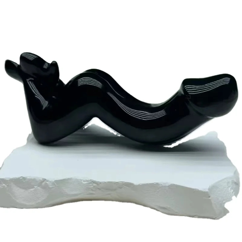 Donghai Wholesale Natural black obsidian female model healing stones  Crystal Dildo For Decoration