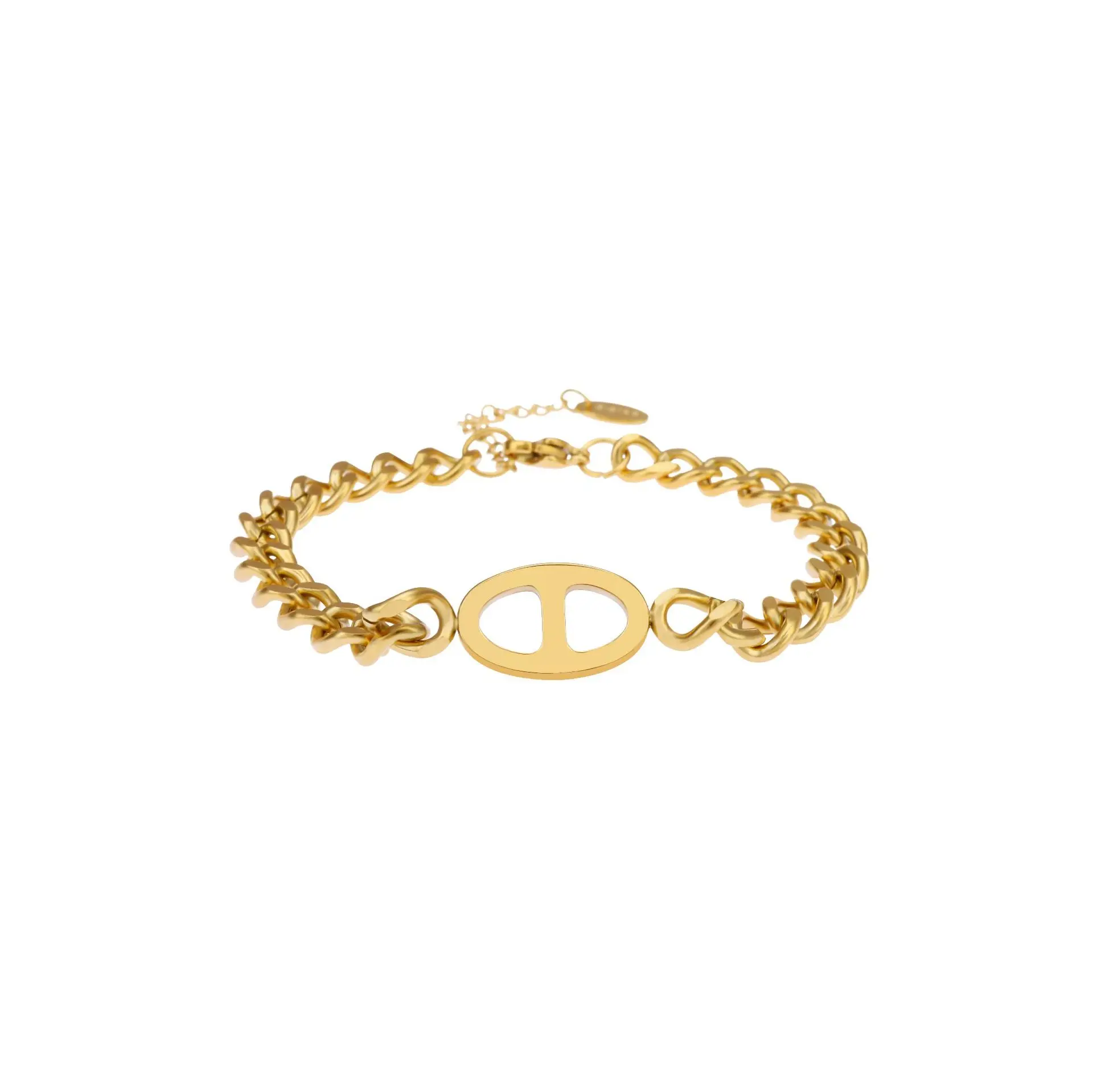2024 New Vintage Stainless Steel Bracelet Cuban Chain Gold Plated Twisted Bracelet