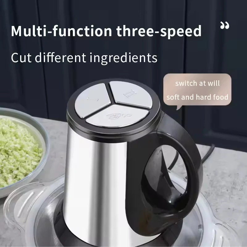 Hot Sale OEM Multifunctional Kitchen Food Grinders Meat Chopper Small 2L 3L Electric Stainless Steel Meat Grinder For Home
