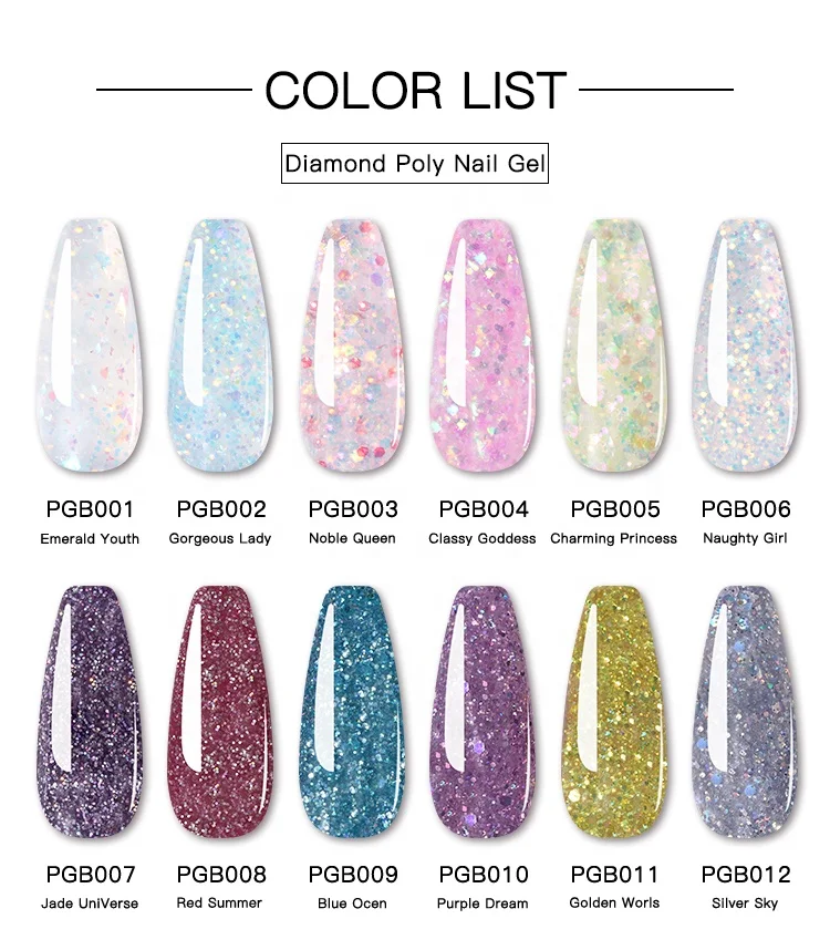 3 in 1 Chinese Good price Factory Supplier Quick Building Finger Extension Long Lasting Glitter Acrylic Powder Gel Soak off UV G