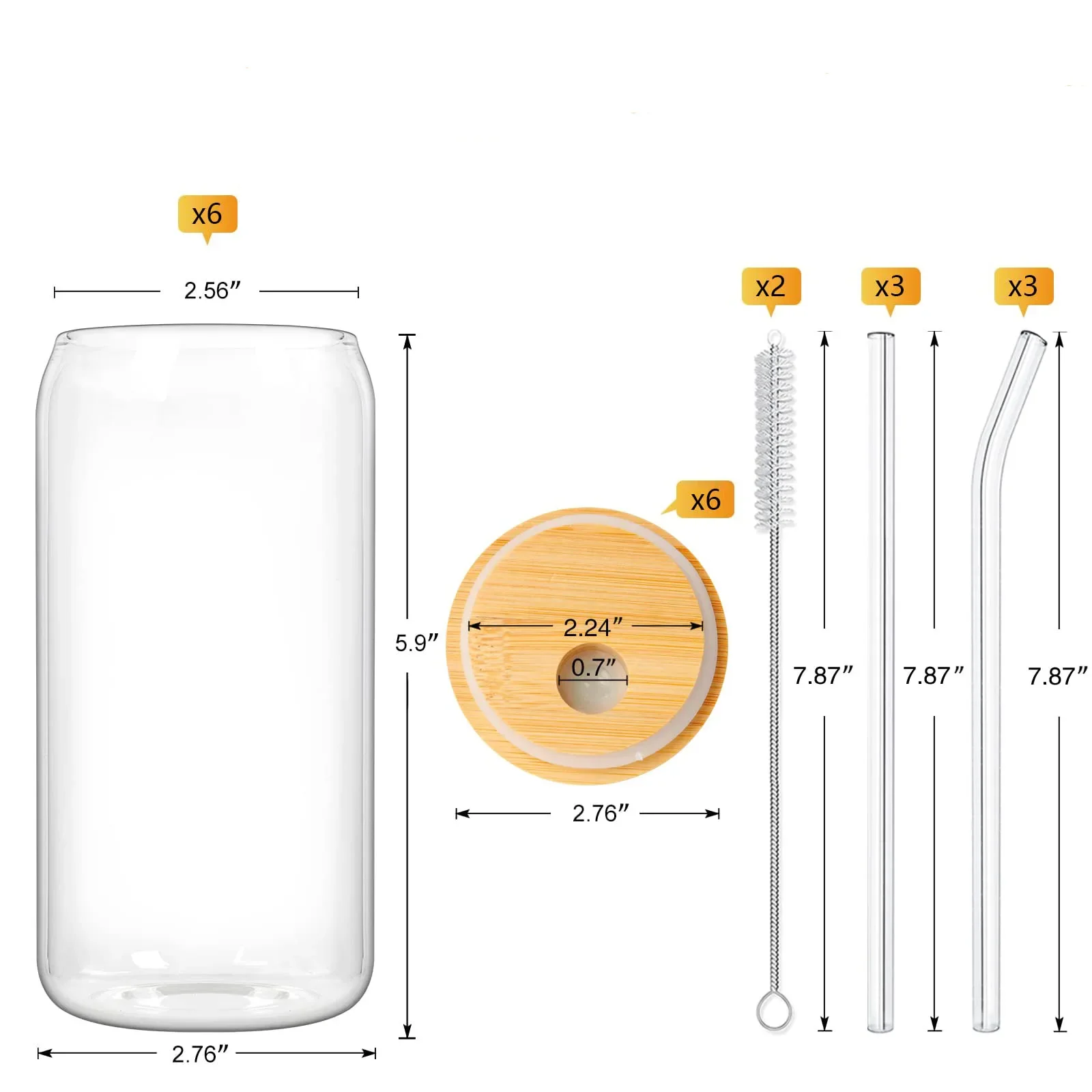 12 oz 16oz frosted beer jar coffee beverage glass jar milk tea cup with bamboo lid and straw