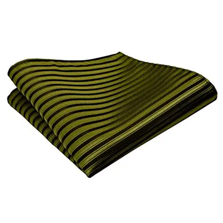 classic dark green and black striped silk neck tie and pocket square set with  quality qssurance