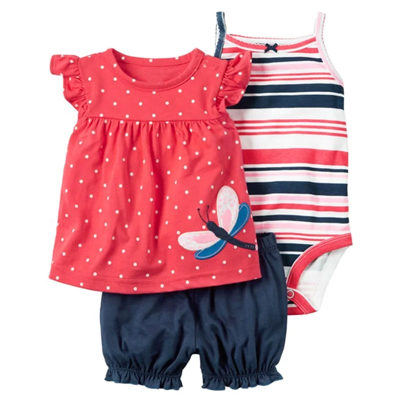 3-Piece floral summer kids clothes t shirt&pants romper infant baby girls princess style clothing sets