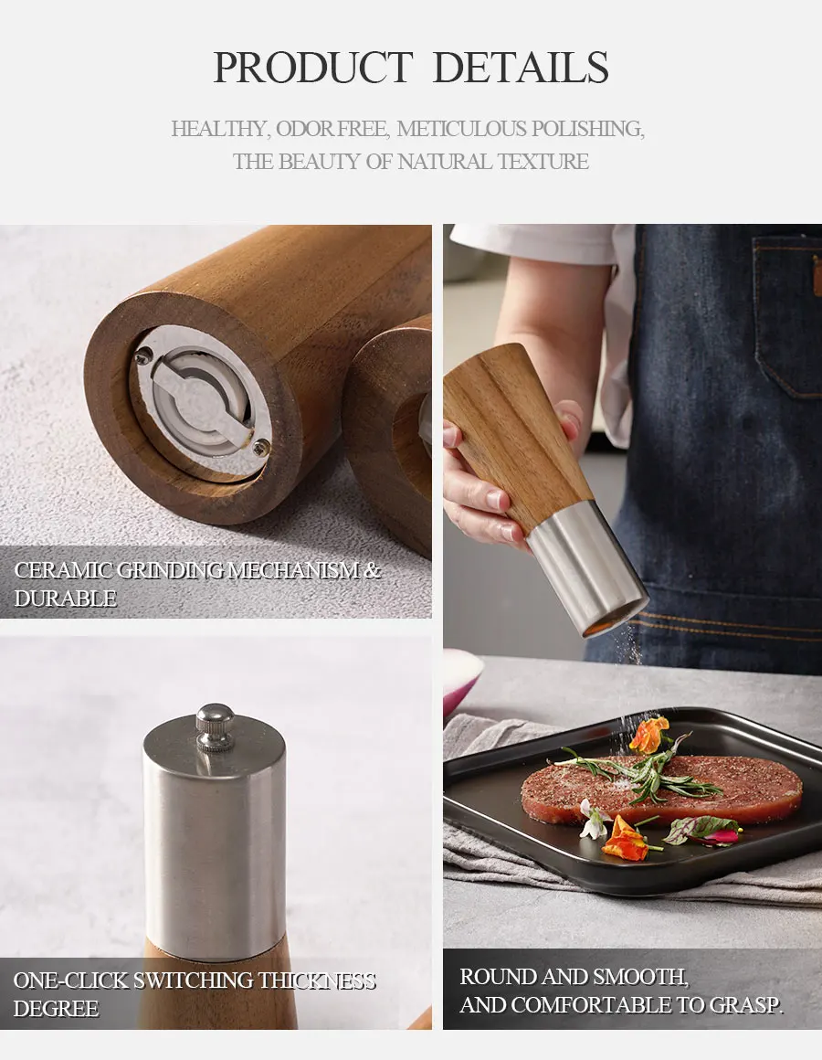 Woodsun Grinder Salt Shaker Pepper Mill Acacia Turkey