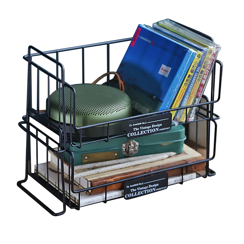 Leyi collapsible wire mesh 2 tier metal wire storage basket for sundries storage