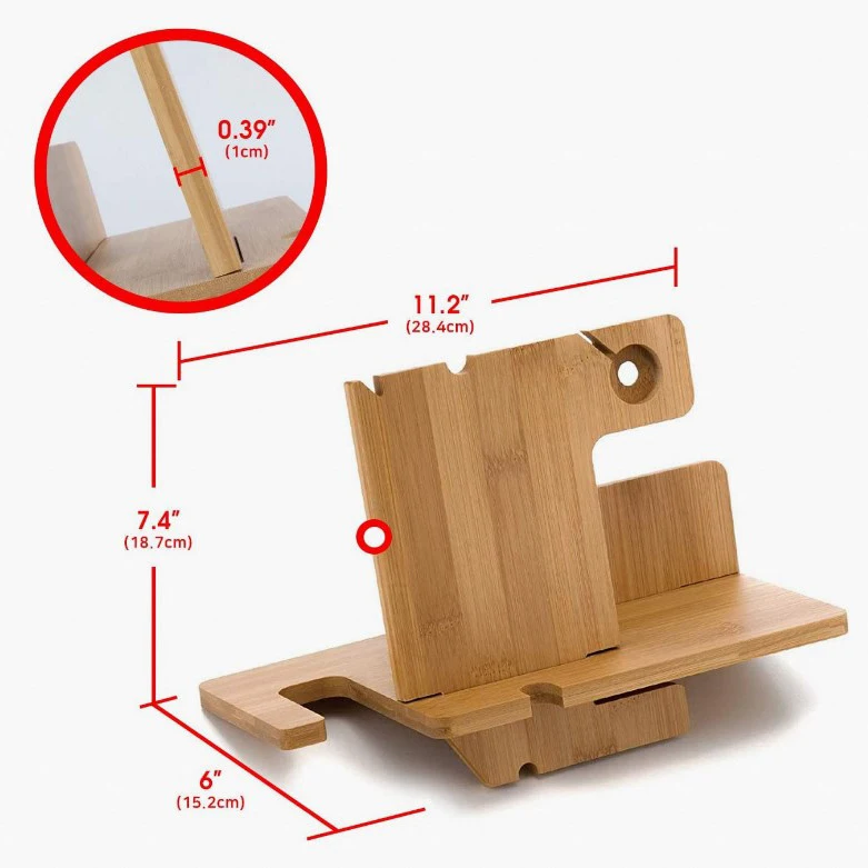 Custom Logo Wood Mobile Phone Holder Charging Gift Docking Station Wood Display Stand