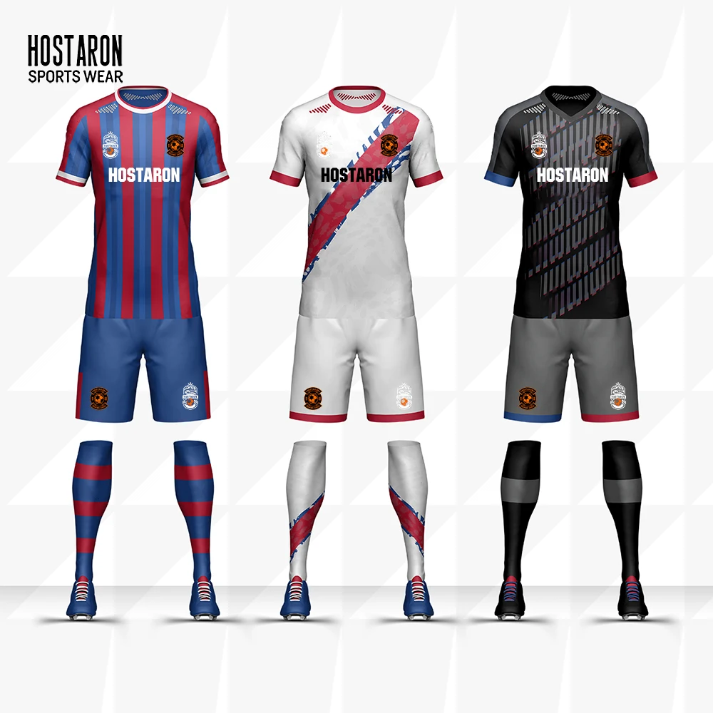 HOSTARON Custom Full Sublimation Polyester Men Black And White Soccer Jersey Shirt Breathable Short Sleeve Football club T shirt