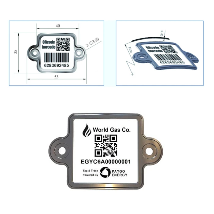LPG Cylinder Tracking Tags Metal Barcode QR Barcode Easily Scanned By PDA or Mobile APP