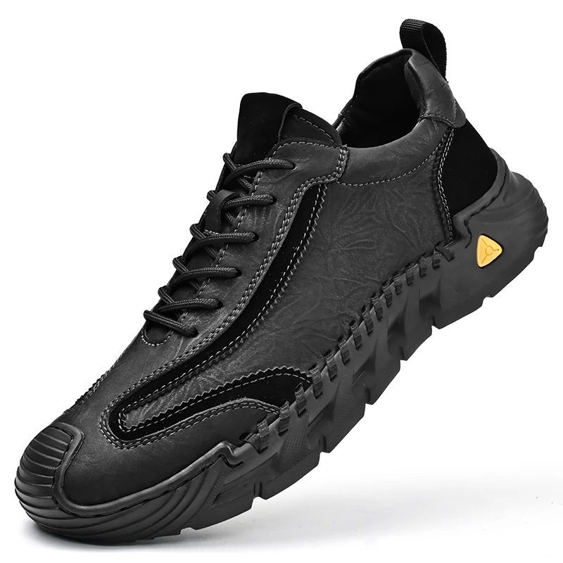 In Ready Stock Custom LOGO 4 Season Hand Made Breathable Genuine Leather Mesh Upper Rubber Sole Men Casual Walking Sneakers