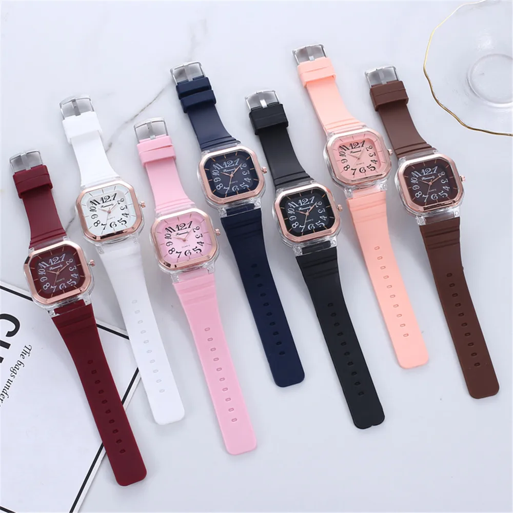 8121 Drop shipping 1pcs Square Watches Women Fashion Casual silicone strap watch Montre femme