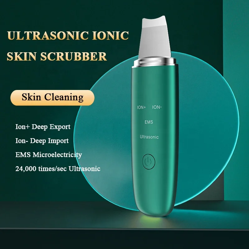 Handheld Rechargeable Professional Ultrasonic Skin Scrubber Vibration Face Spatula EMS Ionic Ultrasonic Face Cleaner