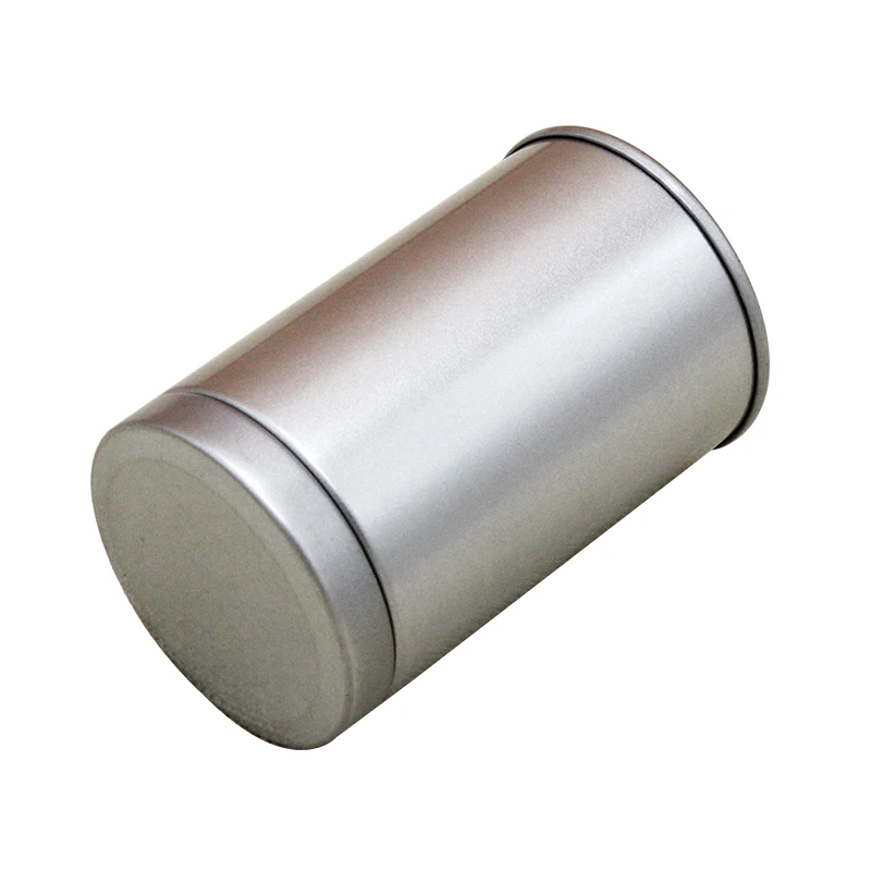 Custom airtight metal round silver blank tin box tea tin green tea packaging with plug in double lid