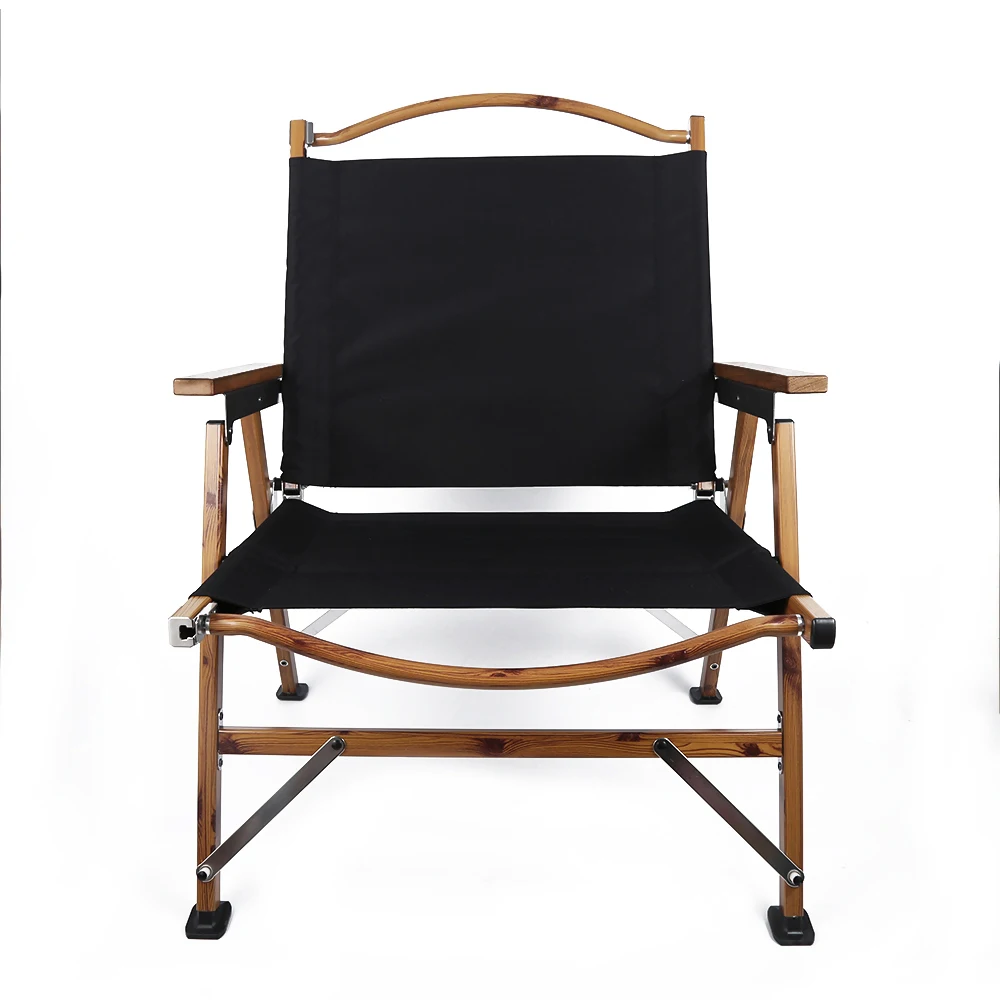 Garden Wood Grain Aluminum Alloy Portable Chair Outdoor Folding Chair