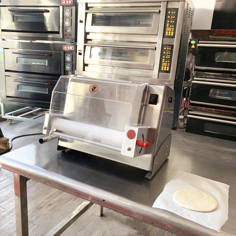 China stainless steel automatic pizza dough sheeter machine automatic 220v video pizza roller dough base forming machine sale