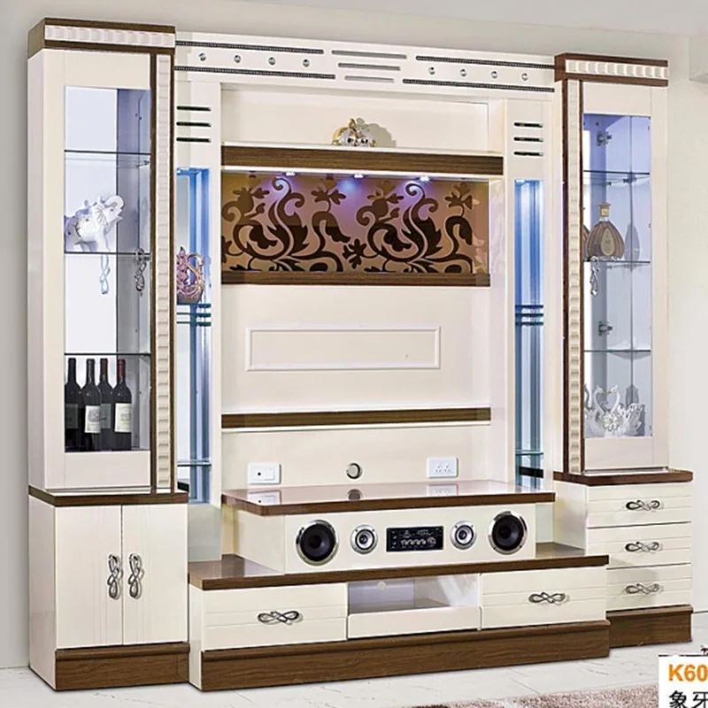 Luxury Marble Wooden Furniture Universal Storage Walnut Living Room Cabinet White Modern Tv Stand