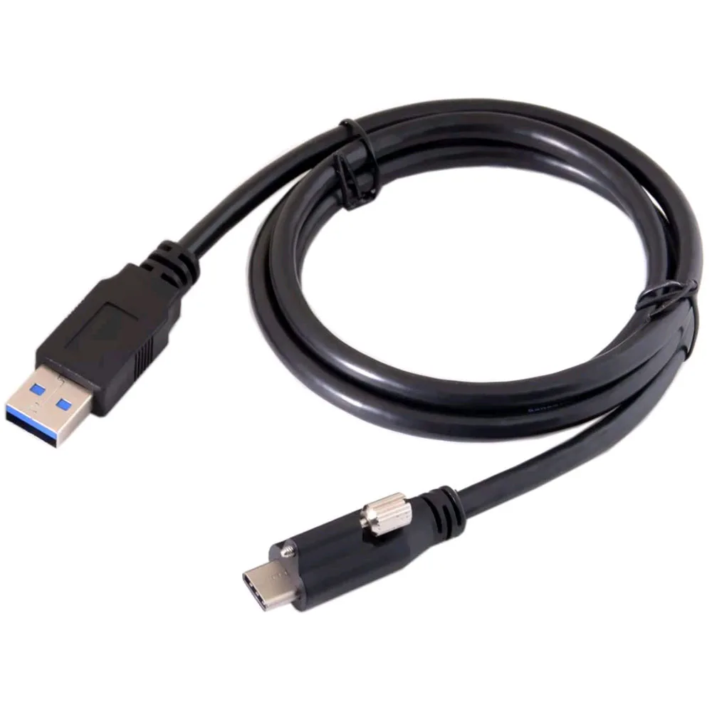 USB 3.1 Type-C Locking Connector to Standard USB3.0 Data Cable 1.2m with Panel Mount Screw