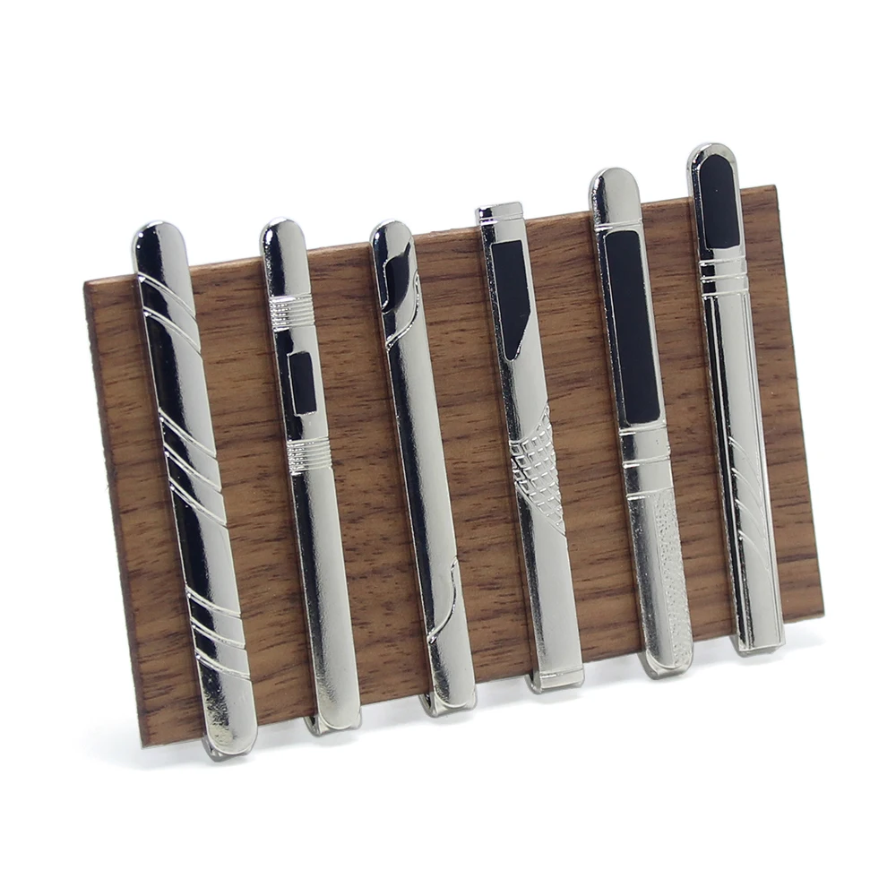 Fashion Jewelry Men Gifts Metal Necktie Bar Dress Shirt Accessories Tie Pin Wedding Ceremony Blank Simple Black Silver Tie Clip