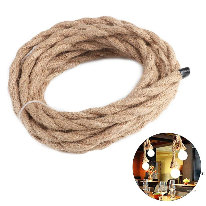 Nordic Hemp Rope Wire Antique Braided Twisted Lighting American Style Cable Hanging Living Rong Woven Silk Flexible Wire Cord