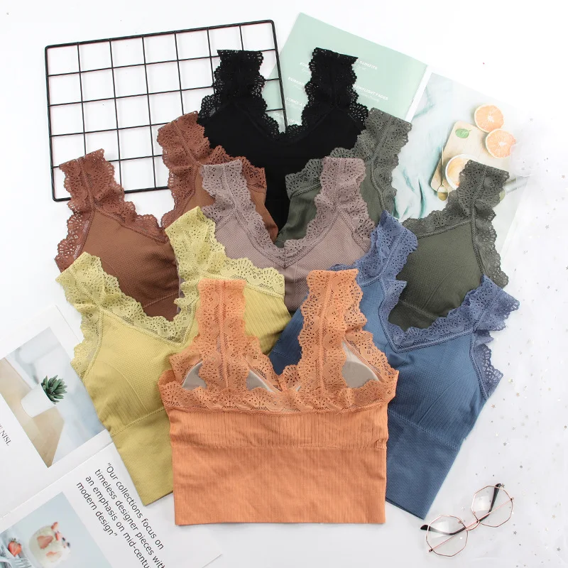 Sleeveless Crop Camisole Tank Tops Sport Bra Seamless Cami Workout Shirts With Built For
