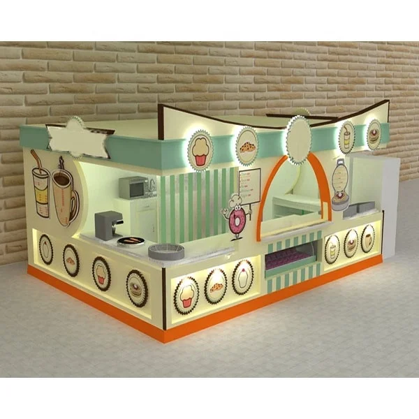 Top Quality Food Showcase of Candy Kiosk for Mall Manufacture Coffee Kiosk Icecream Service Bar