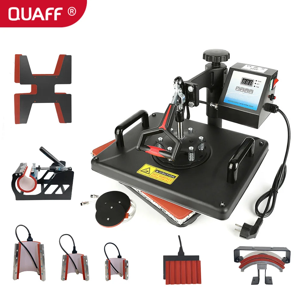 QUAFF 15 in 1 Combo Machine for T-shirt Cap Mug Cup Tumbler Pen Plate Ball Shoes Garment Heat Press Machines Sublimation Machine