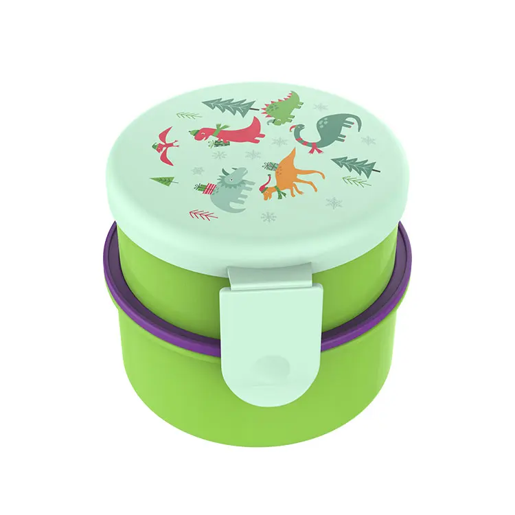 Food grade custom customized safe 2 layer food storage container plastic PP kid bento round lunch box