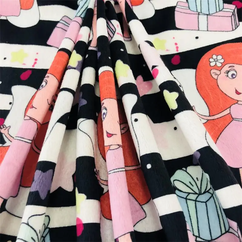 Soft Knitted Minky Cartoon Crystal Velvet Polyester Fabric For Baby Products