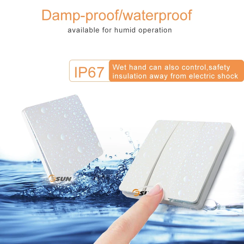 IP67 waterproof switch no wiring  tuya kinetic switch panel remote control light switch