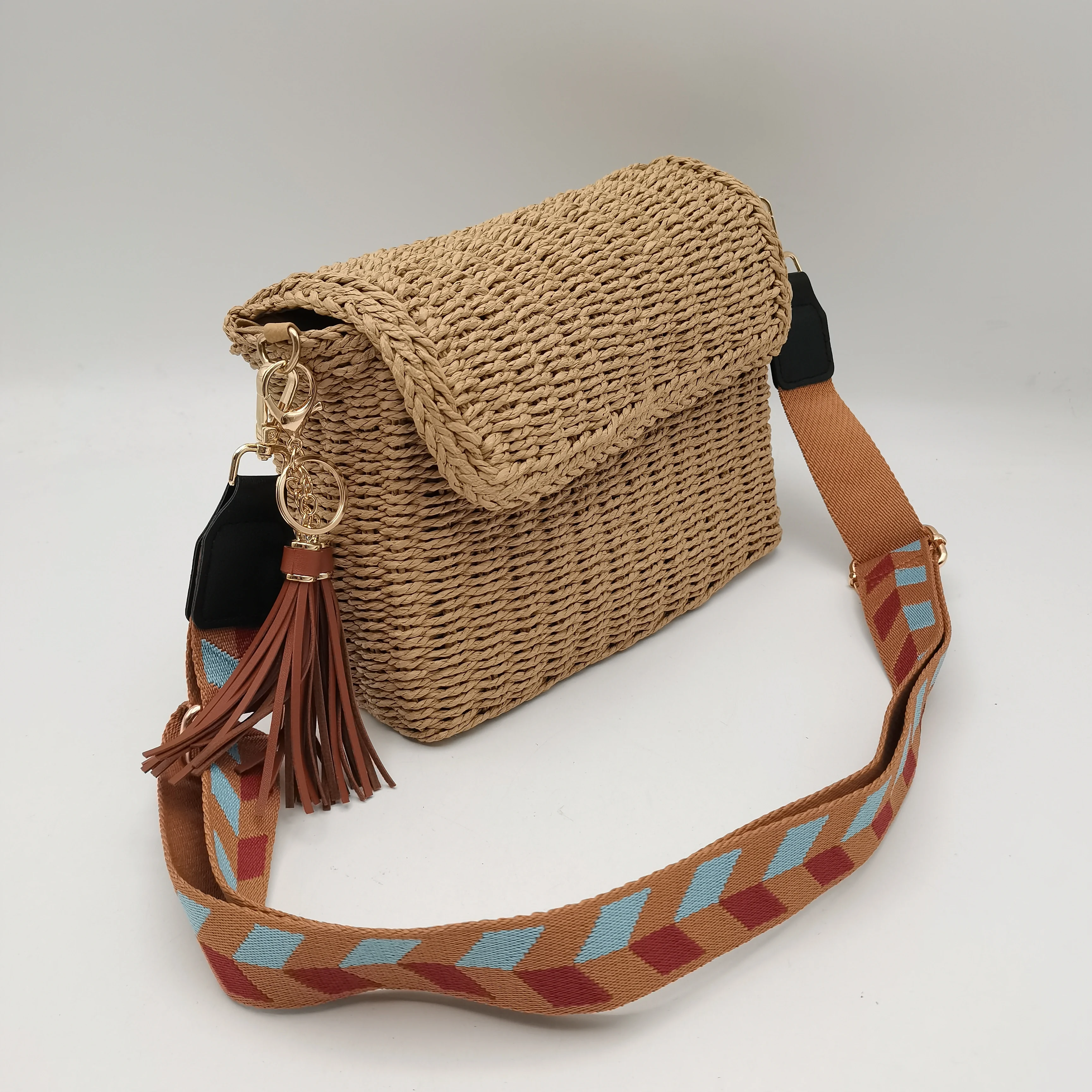 Summer Straw Shoulder Bag Straw Small Clutch Crossbody Bags Handmade Envelope Straw Beach bag
