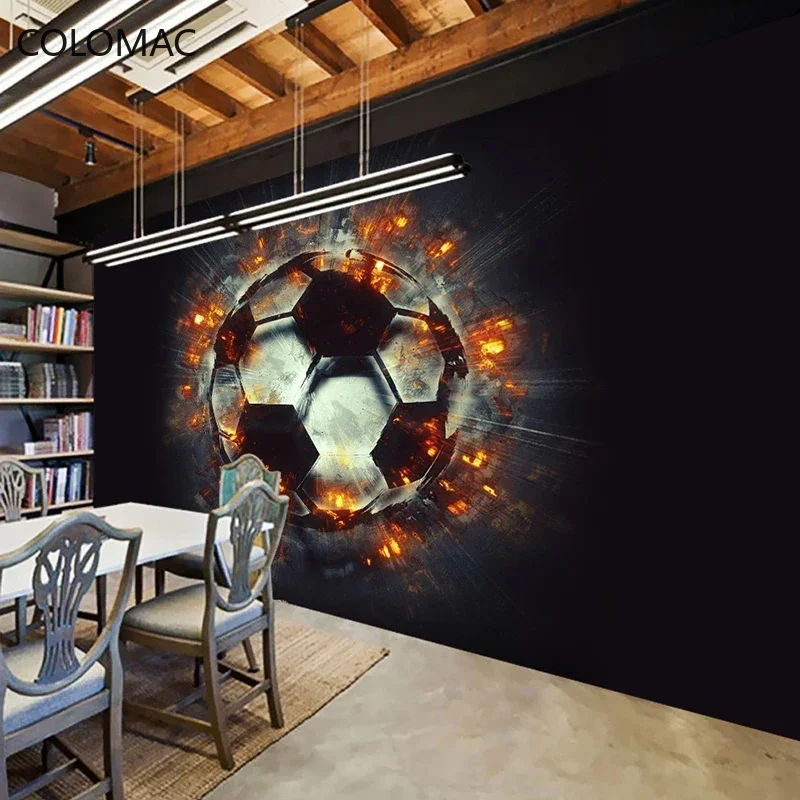 Custom Mural 3D Stereoscopic Flame Football Photo Poster Wall Painting Restaurant KTV Bar Living Room Background Decor Wallpaper