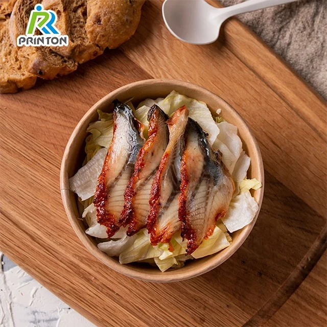 Custom disposable kraft paper boxes food storage containers packaging paper salad bowl