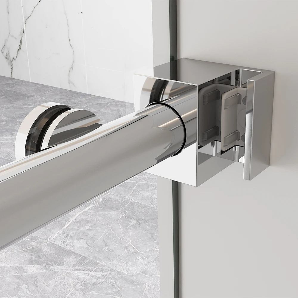 Elegant Barn Door Style Frameless Textured Nano Glass Rolling Double Sliding Shower Enclosure