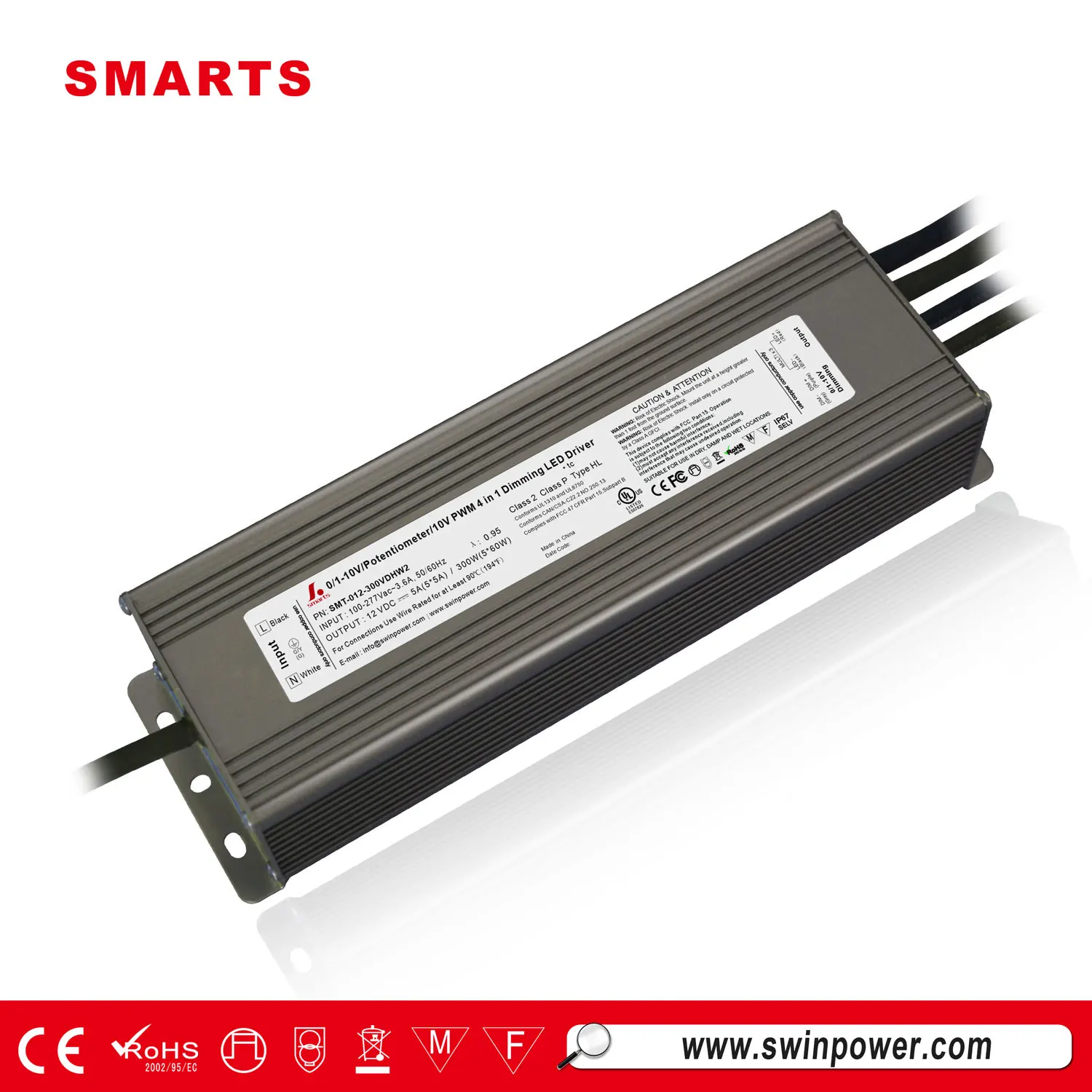 12Volt 300Watt dim 0-10V/PWM Constant Voltage led drivers