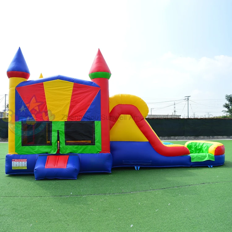 Commercial indoor moon bounce house bouncy castle jumper with water slide inflatable mini used moonwalker jumping bouncer