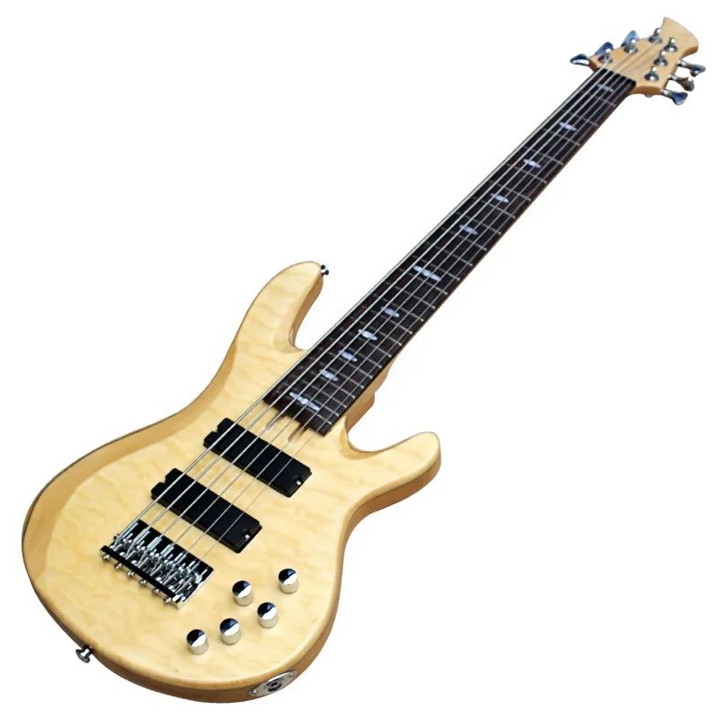 Flyoung Cheap Chinese Guitars Natural wood color 6 Strings Electric Bass Guitar Profectional Bass Guitar