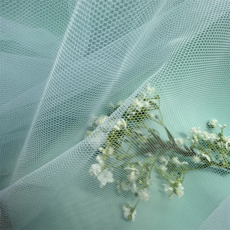 Popular Soft Tricot Mesh TuTu Warp Knitted Wedding 6420 polyester tulle  And  mesh Fabric