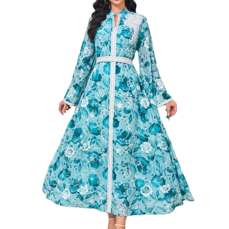 New arrival dress with ainted Printed Embroidered Design traditional Muslim Dress for Middle East Arab Robe