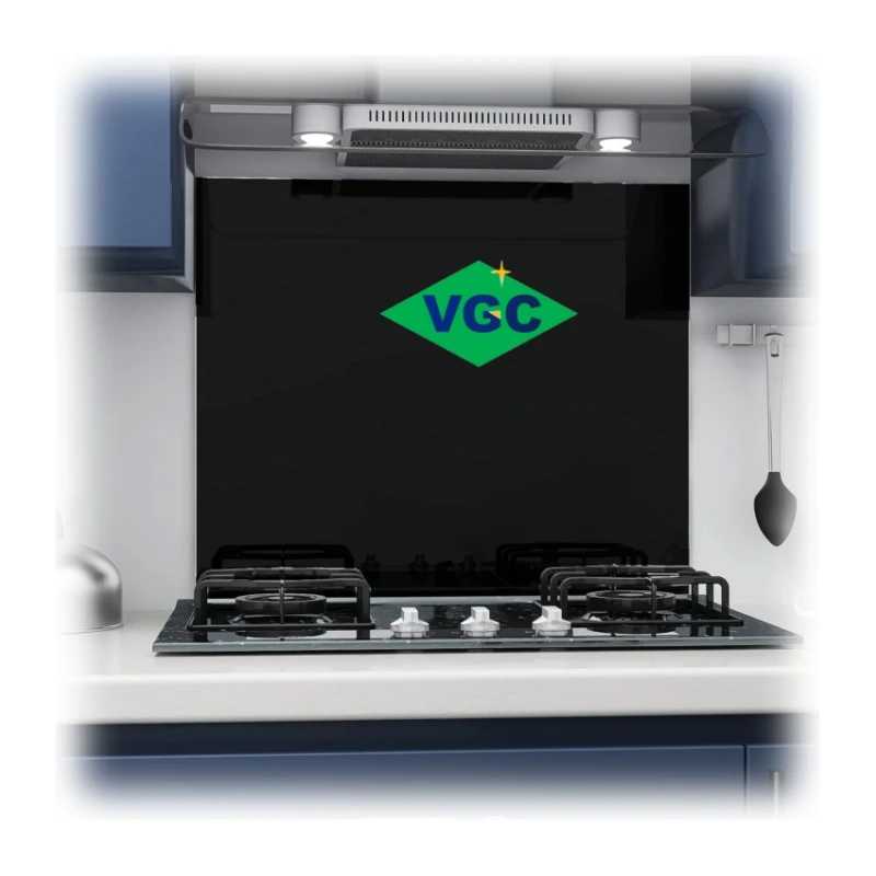 VGC Kitchen Backsplash Tempered Silk Screen Printing Glass 80x50cm Black Screen Printed Glass