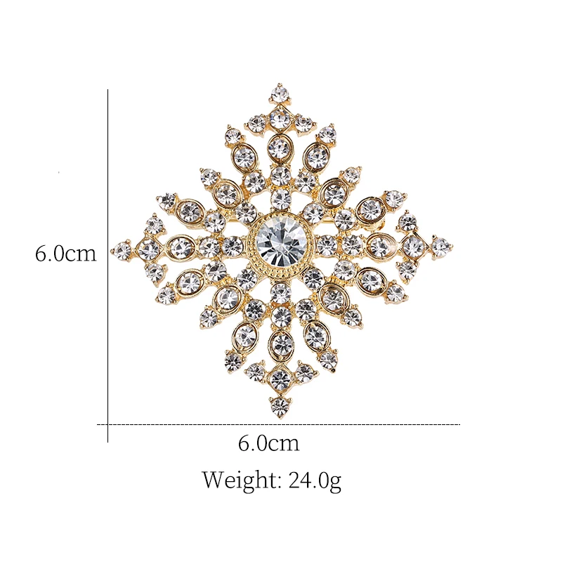 Weiman Jewelry Factory Price Sale Gold or Silver Plated Crystal Rhinestones Cross Alloy Brooches for Women or Wedding