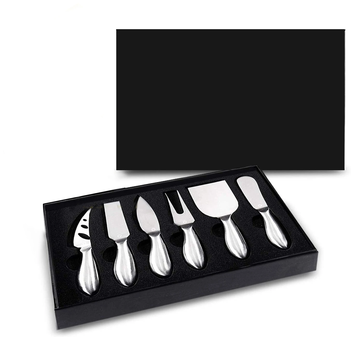 6 Piece Cheese Knife Set with gift box Complete Stainless Steel Cheese Knives Collection