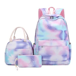 Factory wholesale customized logo school bag backpack waterproof school bags girls casual school backpacks set with lunch bag