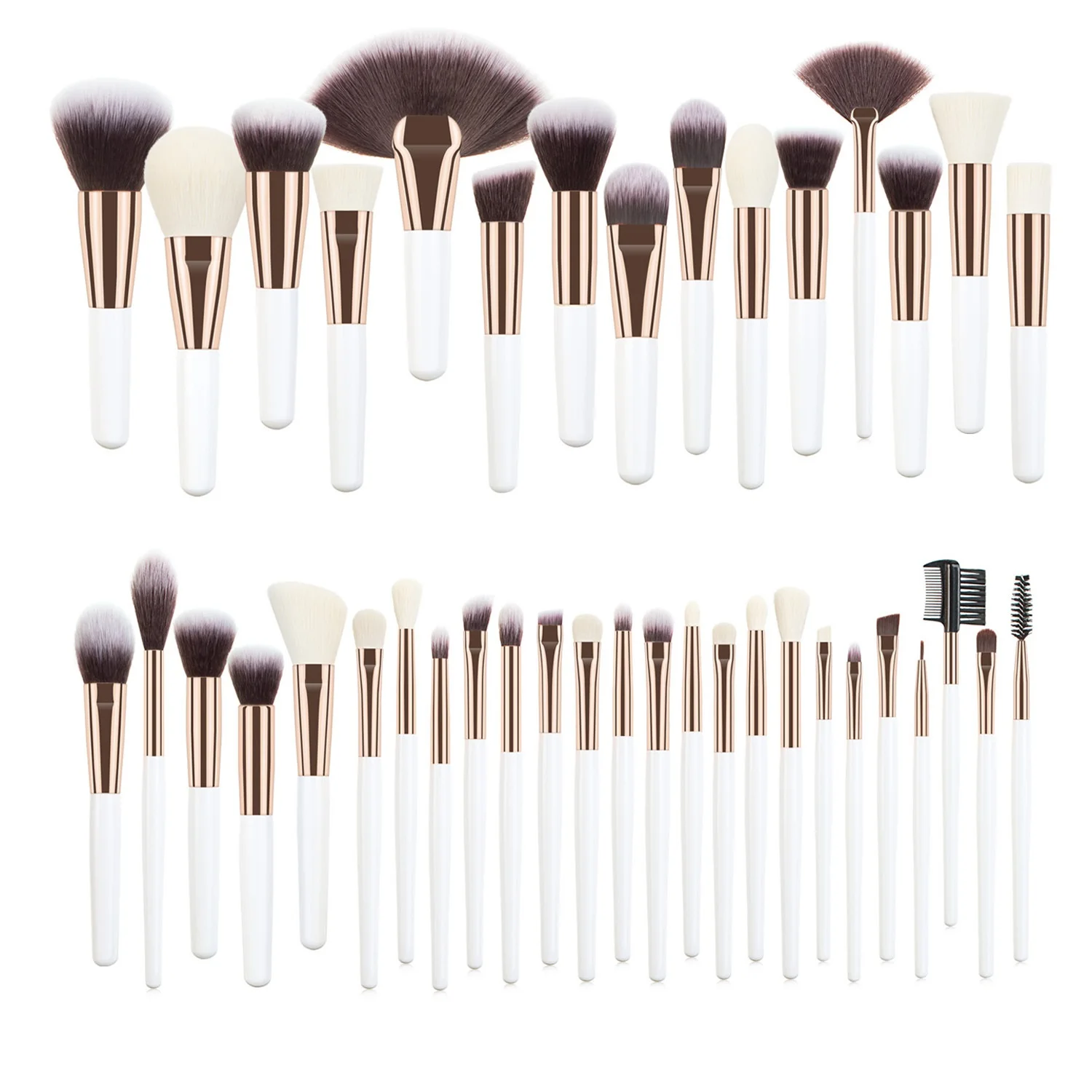 Wholesaler high quality luxury complete 40 pieces makeup brush set white short handle Freely combined makeup  brush tool set