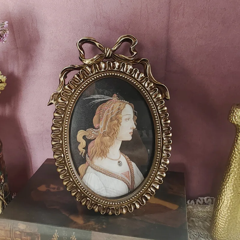 Bow vintage picture frame Picture frame European relief European do old gold resin frame home table hanging wall two