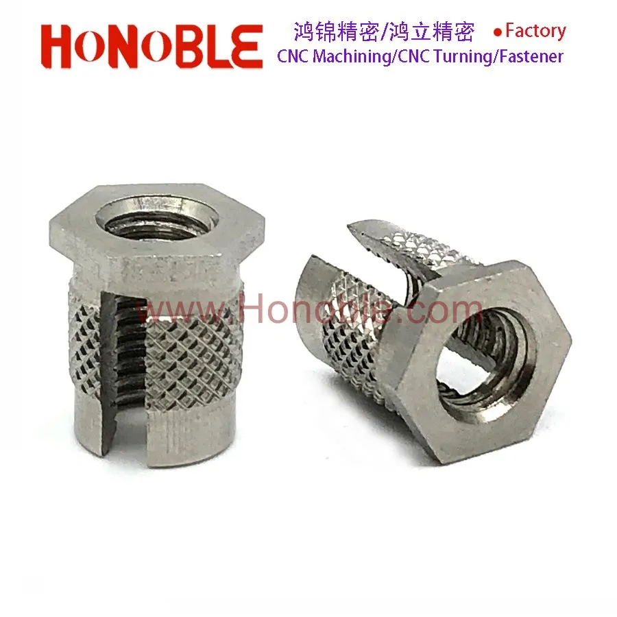 8-32,M4Press-Lok Inserts Slotted brass insert nuts