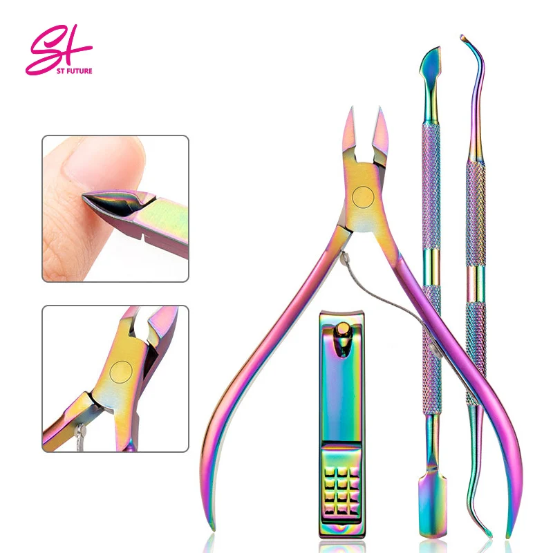 2/3/4 шт/набор для ногтей из нержавеющей стали для канцелярских принадлежностей, ножницы, клипер для кутикулы толкатель для удаления омертвевшей кожи Набор для маникюра и педикюра, набор инструментов
