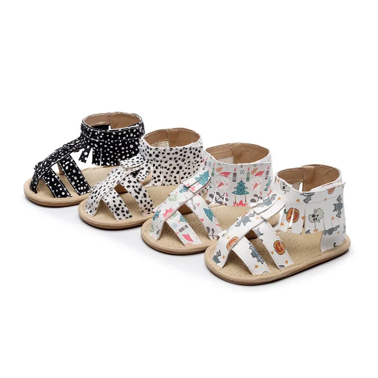 Animal Prints Anti- Slip Baby Sandals PU Leather Summer Toddler Baby First Walkers