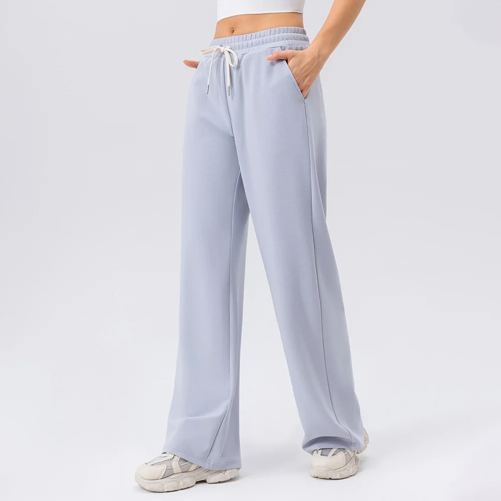 Wholesale Winter S-2XL Women Wide Leg High Waist Loose Outdoor Running Fitness Trousers Solid Color Casual Sports Workout Pants