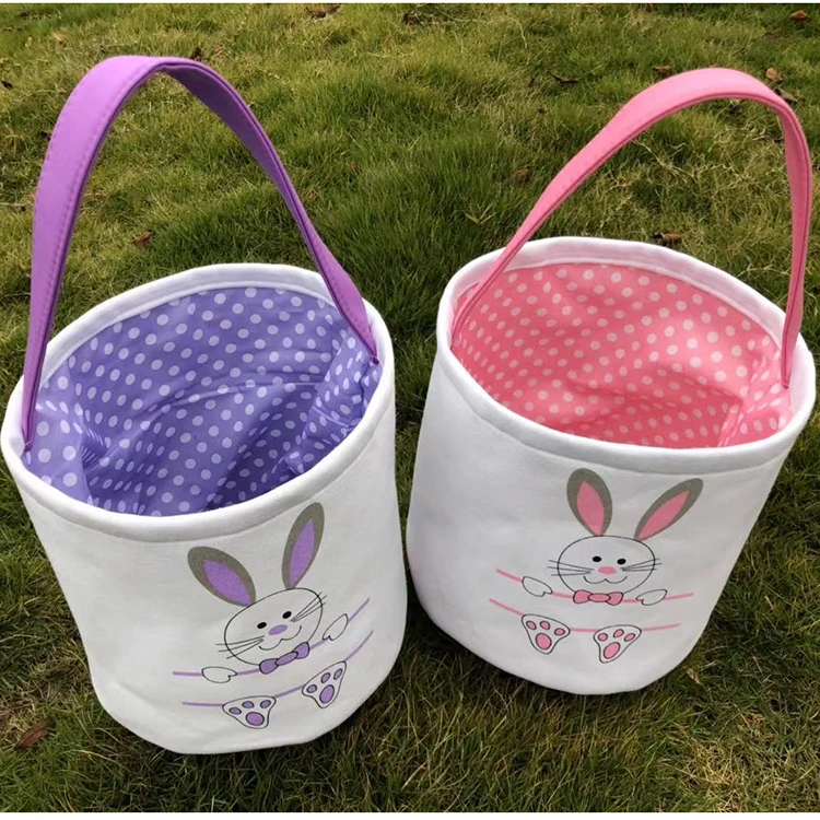 Customized Easter Decoration Gift Egg Basket Bucket Monogrammed Rabbit Bunny Easter Bucket