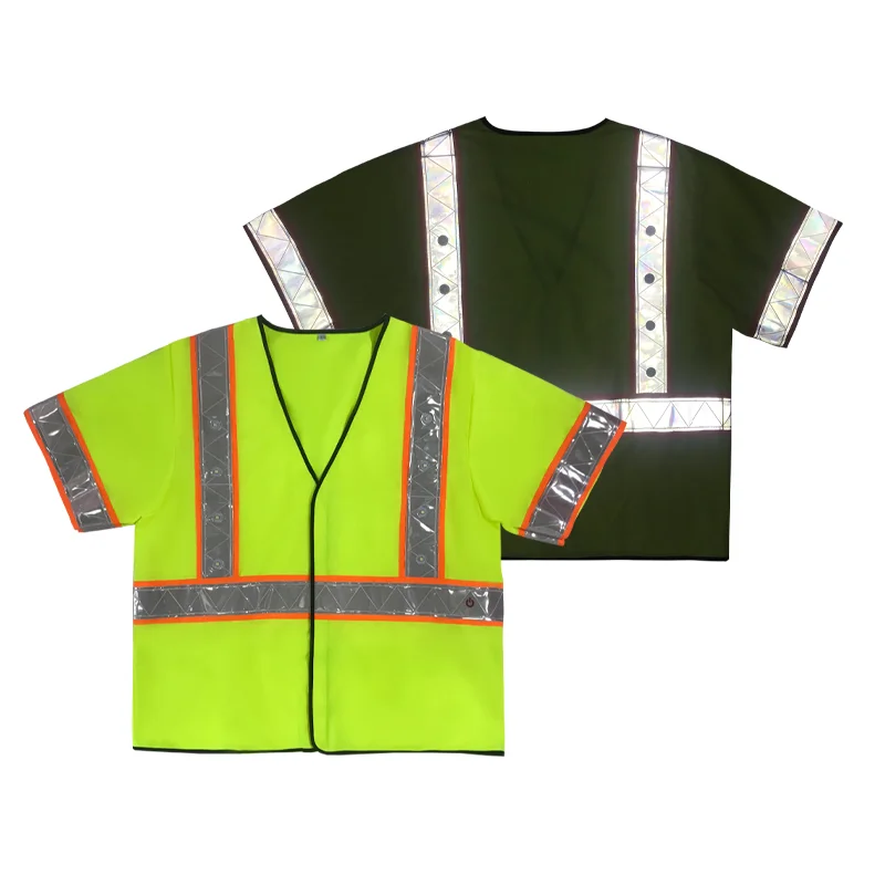 High Visibility LED Gloss Reflective Safety Vest Glow In Dark Class 3 Construction Working Reflector Safety Vest With Lights